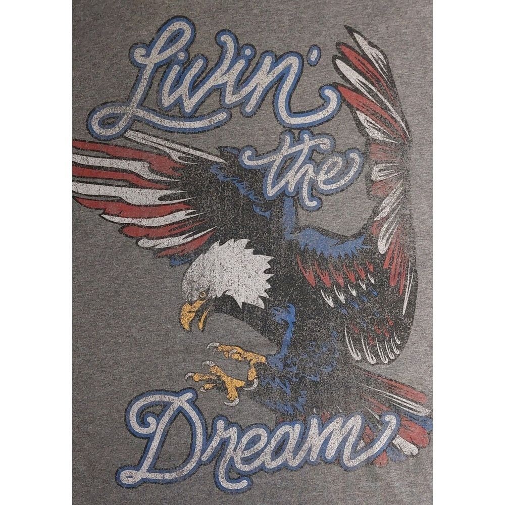 Graphic T-Shirt Eagle Livin' the Dream Patriotic USA Flag Print XXL - Picture 3 of 6